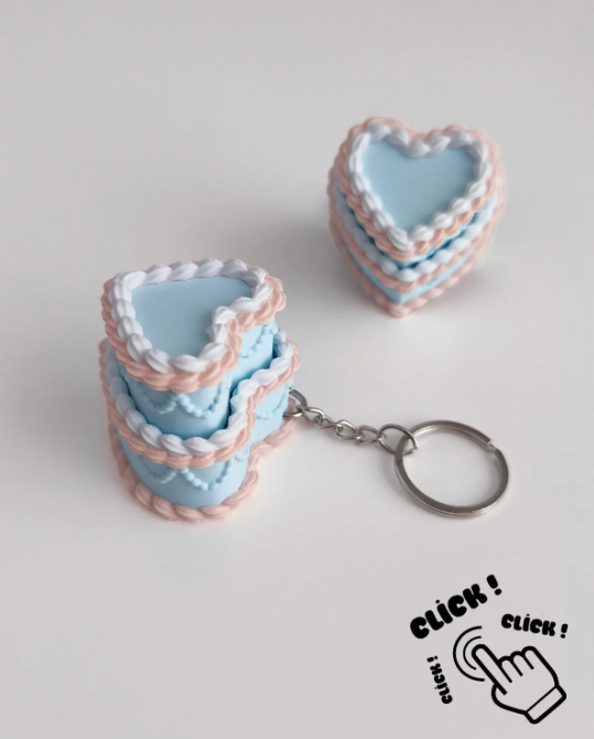 Kalpli Pasta Tıklamalı Clicker Fidget Anahtarlık