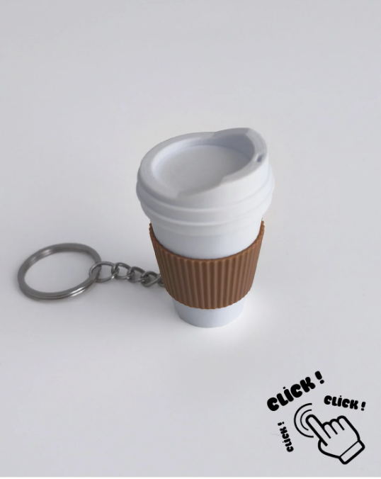 Kahve Bardağı Tıklamalı Clicker Fidget Anahtarlık