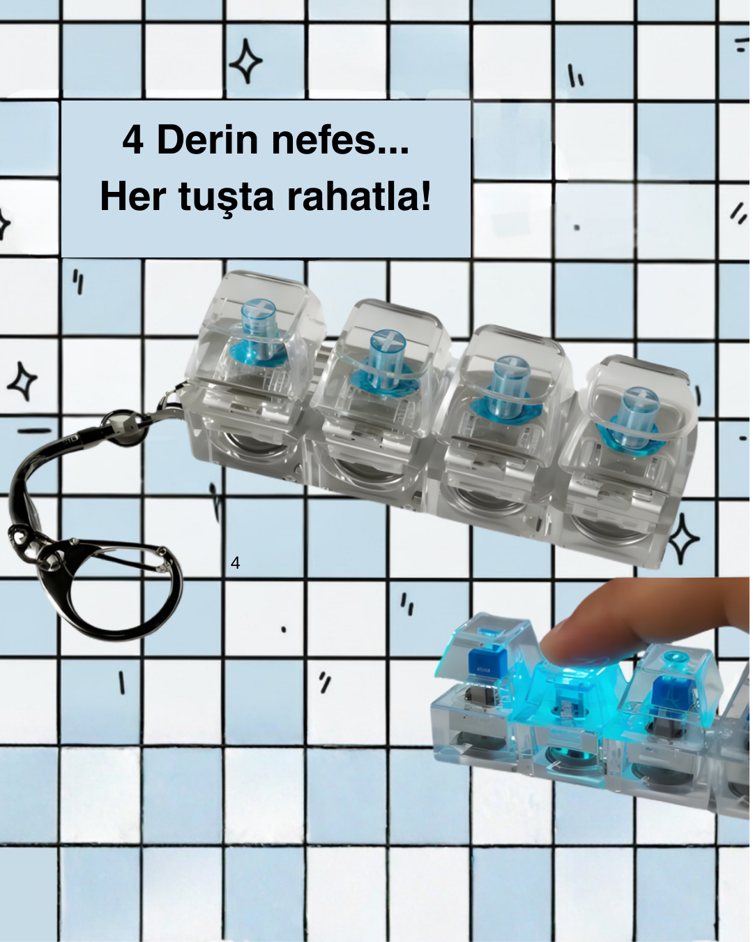 Clicker Tuş stres giderici anahtarlık